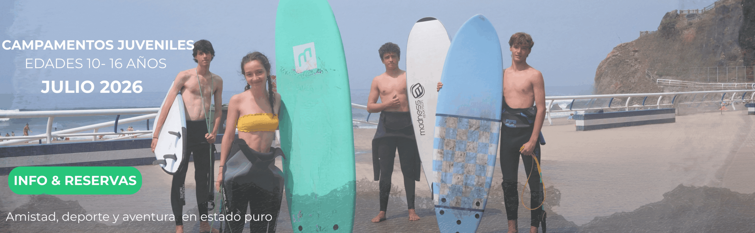 Campamentos de surf para menores en Asturias San Juan de la Arena - Rompiente Norte Summer Camps 2026